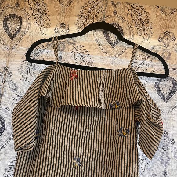 Collective Concepts Floral Stripe Off Shoulder Top Size Large - Picture 3 of 8